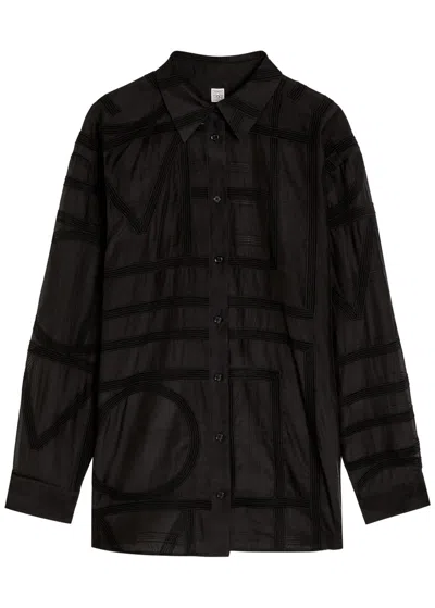 Totême Toteme Logo Semi-sheer Cotton-blend Pyjama Shirt