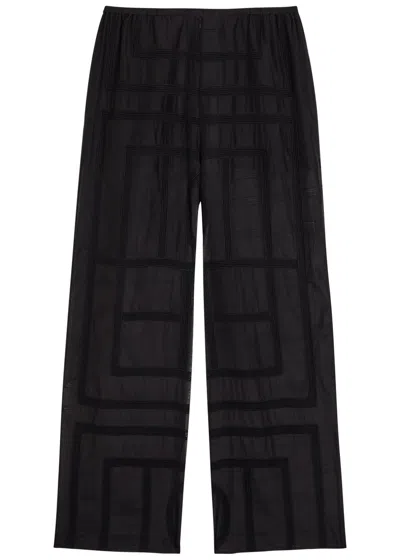 Totême Toteme Logo Semi-sheer Cotton-blend Pyjama Trousers