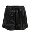 Totême Black Monogram Silk Pj Shorts In Black