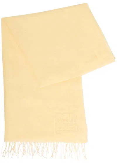 Totême Toteme Logo-embroidered Frayed Linen Sarong In Yellow