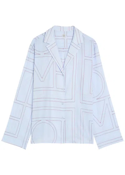 Totême Toteme Logo-monogrammed Cotton-blend Pyjama Shirt In Blue