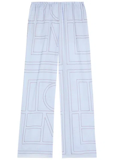 Totême Toteme Logo-monogrammed Cotton-blend Pyjama Trousers In Blue