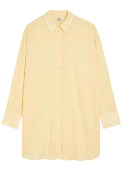 Totême Toteme Logo-monogrammed Cotton-blend Shirt In Yellow