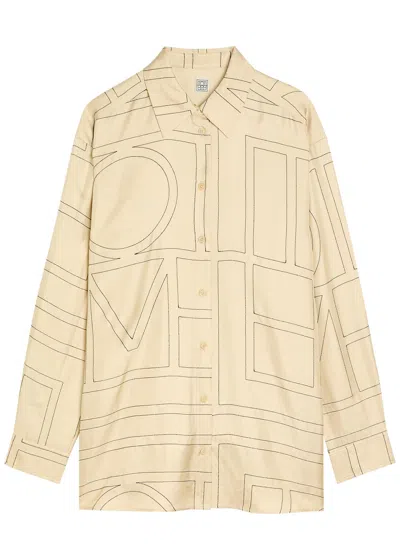 Totême Toteme Logo-monogrammed Silk Shirt In Yellow