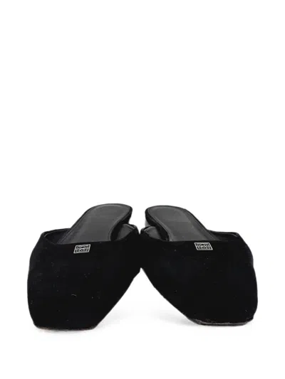 Pre-owned Totême Logo-plaque Square-toe Mules In Black