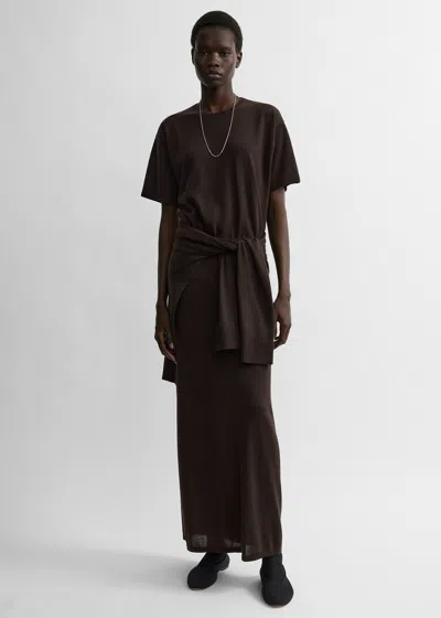 Totême Long Knit Skirt Fondante In Brown