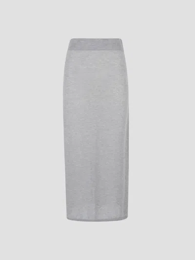Totême Toteme Long Knit Skirt In Grey Melange