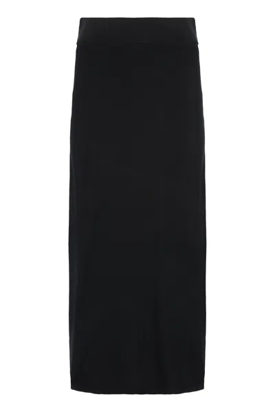 Totême Long Mesh Knit Skirt With Adjustable Waist In Black