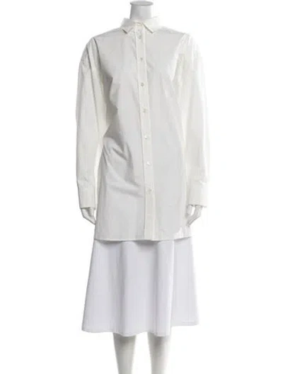 Pre-owned Totême Long Monogram Cotton Shirt Long Sleeve Button-up Top In White