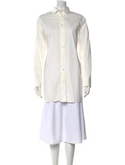 Pre-owned Totême Long Monogram Cotton Shirt Long Sleeve Button-up Top In White