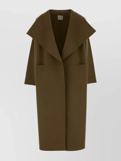 Totême Long Oversized Coat Wide Lapels In Green