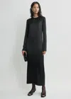 Totême Long Satin Dress Black In Black