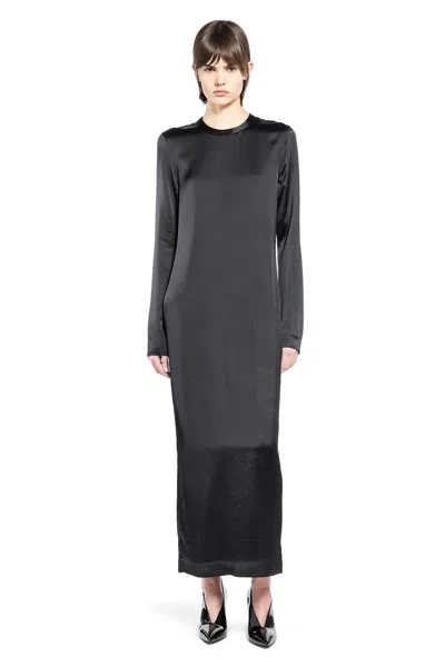 Totême Long Satin Dress In Black