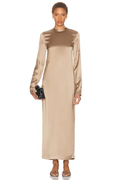 Totême Long Satin Dress In Brown