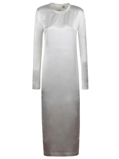 Totême Long Satin Dress In Gray