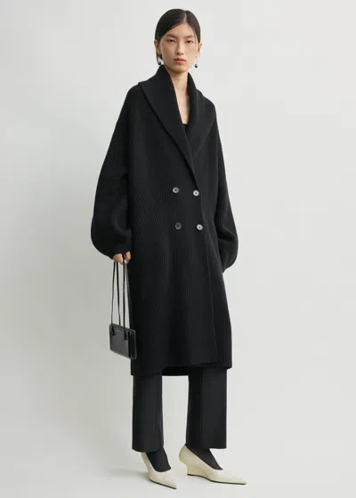 TOTÊME LONG SHAWL-LAPEL CARDIGAN BLACK