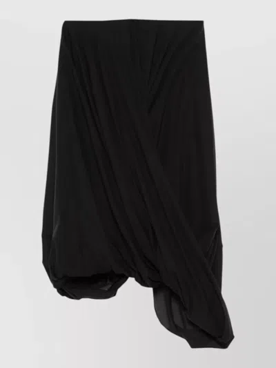Totême Long Skirt Cotton Blend Draped Waist In Black