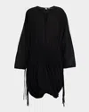 Totême Long-sleeve Drawstring Bubble Dress In Black