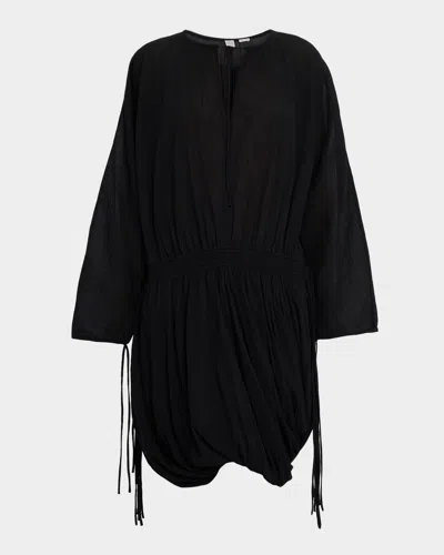 Totême Long-sleeve Drawstring Bubble Dress In Black