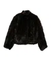 Totême Silky Shearling Jacket Dark Brown In Brown