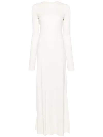 Totême Garderob Gathered Crepe Maxi Dress In White