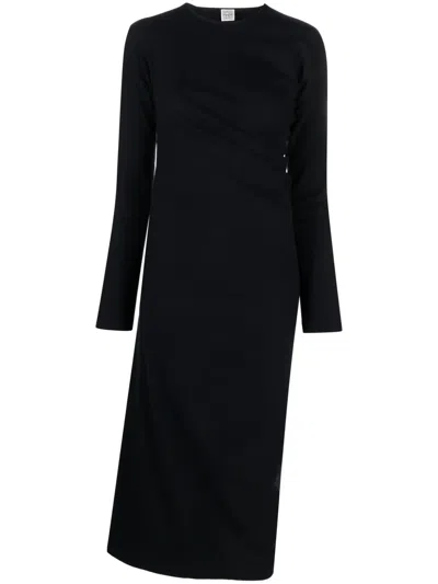 Totême Long-sleeve Maxi Dress In Blue