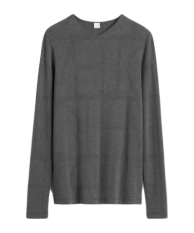 Totême Long-sleeve Mélange Effect Top In Gray