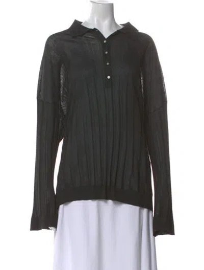 Pre-owned Totême Long Sleeve Polo In Black