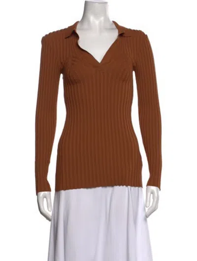 Pre-owned Totême Long Sleeve Polo In Brown