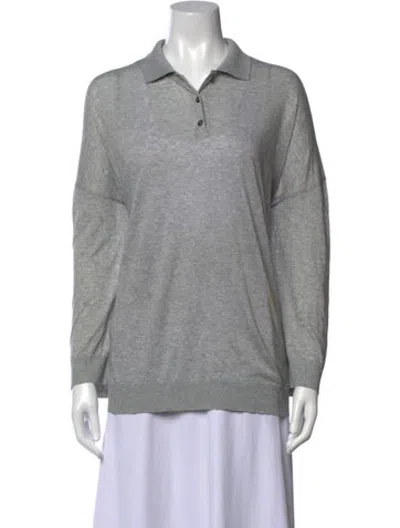 Pre-owned Totême Long Sleeve Polo In Grey