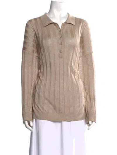 Pre-owned Totême Long Sleeve Polo In Metallic/neutrals