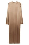 Totême Toteme Long Sleeve Satin Dress In Nude
