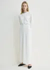 Totême Long-sleeve Slouch Waist Dress Macadamia In White