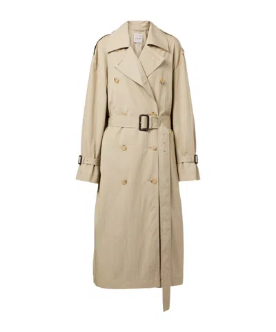Totême Clay Crisp Cotton Blend Double-breasted Trench Coat In Neutral