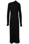 Totême Long Sleeved Asymmetric Neck Draped Dress In Black
