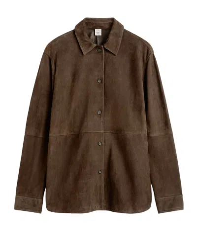 Totême Womens Bark Soft Long-sleeves Suede Overshirt In Multi