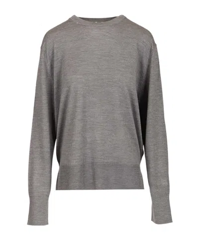 Totême Long Sleeved Crewneck Knit Jumper In Gray