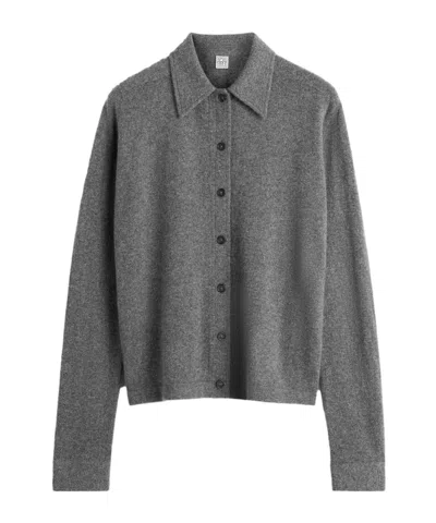 Totême Long-sleeved Knitted Cardigan In Gray