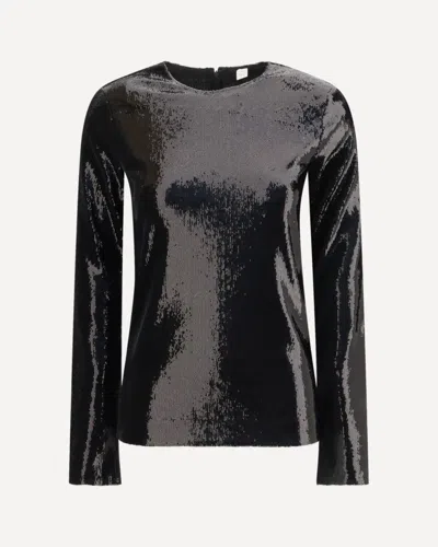 Totême Long-sleeved Sequin Top In Black