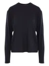 Totême Crew Neck Long Sleeves Plain T-shirt In Black