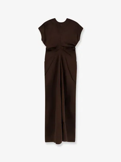 Totême Long Viscose Dress In Brown