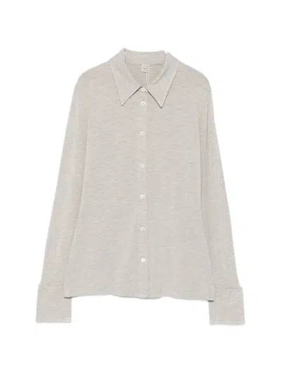 Totême Long-sleeve Button-front Shirt In Neutral