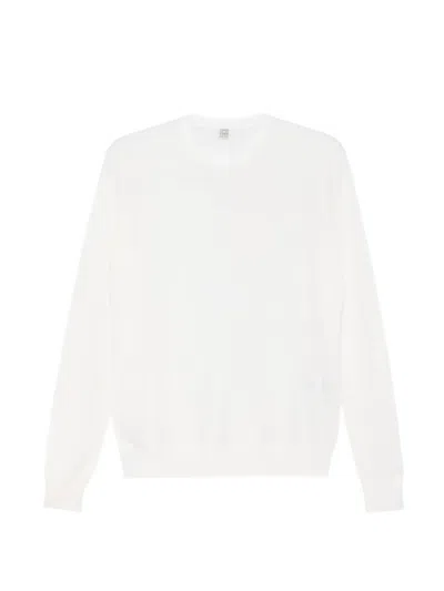 Totême Long-sleeve Crew-neck Sweater In White