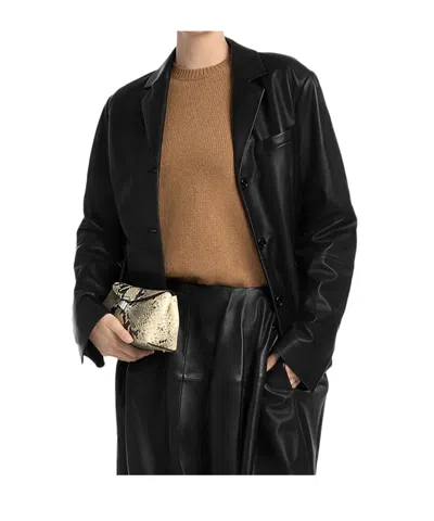 Totême Long-sleeve Leather Jacket In Blue