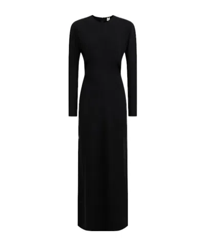 Totême Long-sleeve Slouch Waist Viscose Dress In Black