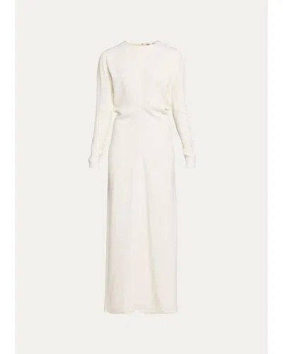 Totême Long-sleeve Slouchy Maxi Dress In White