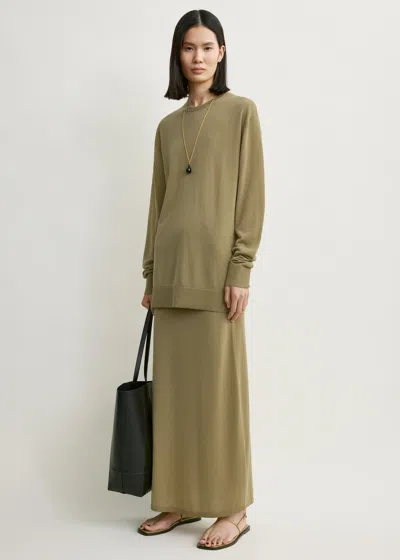 Totême Long-sleeve Tee Knit Desert In Green