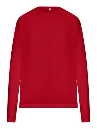 Totême Long-sleeved Cotton T-shirt In Red