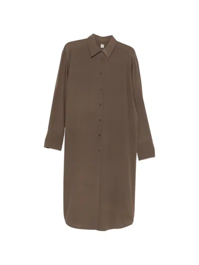 Totême Long-sleeves Midi Dress In Brown