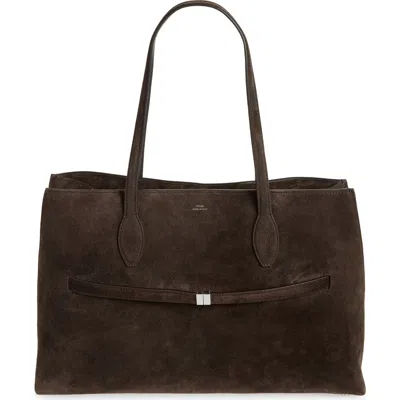 Totême Toteme Lounge Belted Suede Tote In Brown